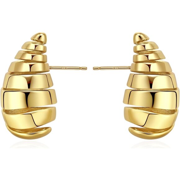 ⚡Gold Spiral Stud Earrings Unique Layered Twist Earrings for Women Fashion - Picture 1 of 6